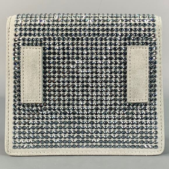 OFF-WHITE JITNEY Grey Rhinestones Leather Crossbody Handbag - Picture 3 of 7